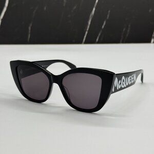 NEW ALEXANDER MCQUEEN BLACK WOMEN SUNGLASSES ALEXANDER MCQUEEN AM0347S 001